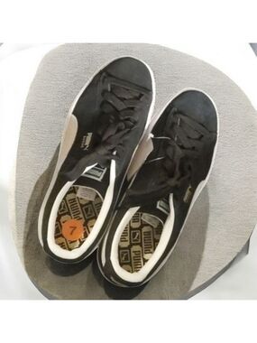 Puma Sneakers Girls Size 7m 7c 7 Black Gray Side Stripe Suede Low Top Sk8